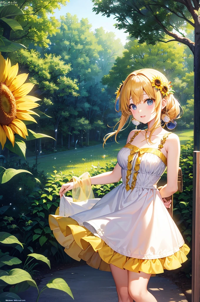 Sun flower、suns、a beauty girl、personification、hight resolution、kirakira、Sayawaka、