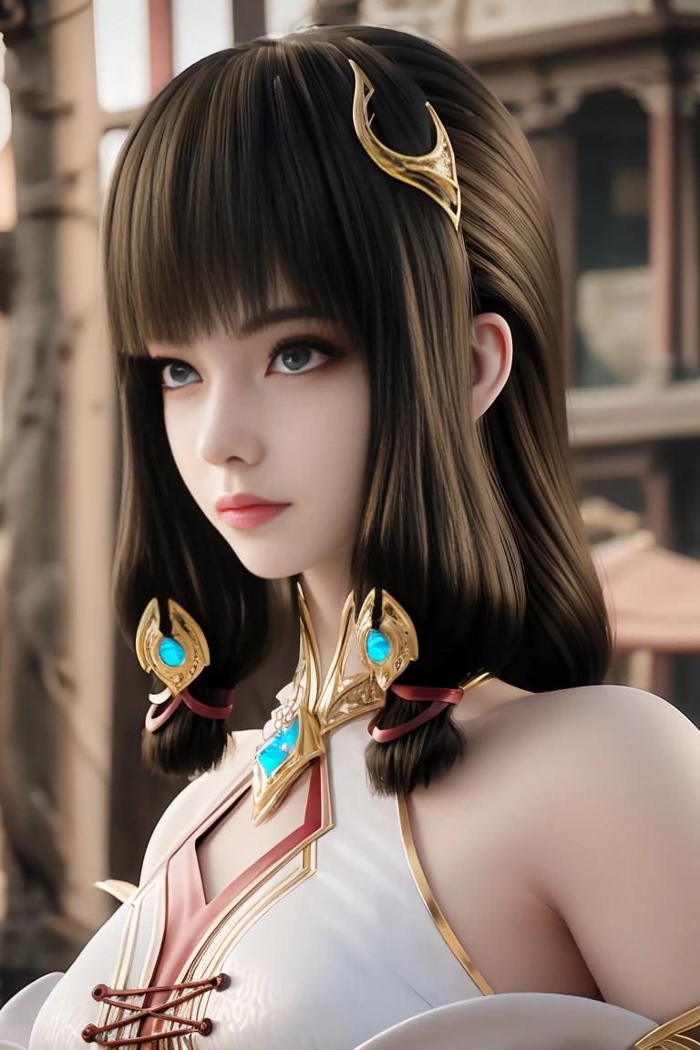 (8k, Foto RAW, best quality, master part:1.2),(Realistic, photo-Realistic:1.4), ultra-detalhado, papel de parede CG 8k extremamente detalhado,(cristaispele de textura:1.2), (extremamente delicado e bonito),
1girl,sozinho,cabelos pretos, cabelos longos, olhos azuis, boca fechada, ornamento de cabelo, bareshoulders, mangas destacadas, seios, vestido branco,