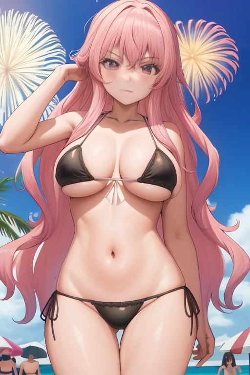 Mejor peso a 0.6~0.7para el bikini:1girl,Louise Francoise Le Blanc de la Valliere, bikini,cabo,muslos negros,para bikini:1girl, Louise Francoise Le Blanc de la Valliere,pink bikini mexicano,mariachi,tacos, tequila detallado 8k fondo de pantalla playa de mexico, Fireworks Night Mexico flag in the background, bandera de mexico y casas de mexico tijuana, big breast, HH-cup, good breast, beautiful, gorgeous,anime,girl,lora, nipple visible though clothes,ph