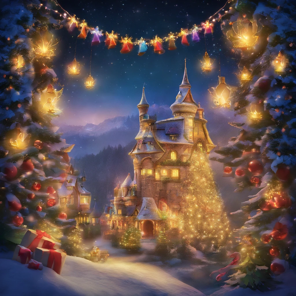 masterpiece, best quality, high resolution, extremely detailed CG, ((New Year Scrolls)), create a New Year scene from (hometown love), lights, decorations are put up everywhere, welcome the hopeful amidst joyous gorgeous festivities