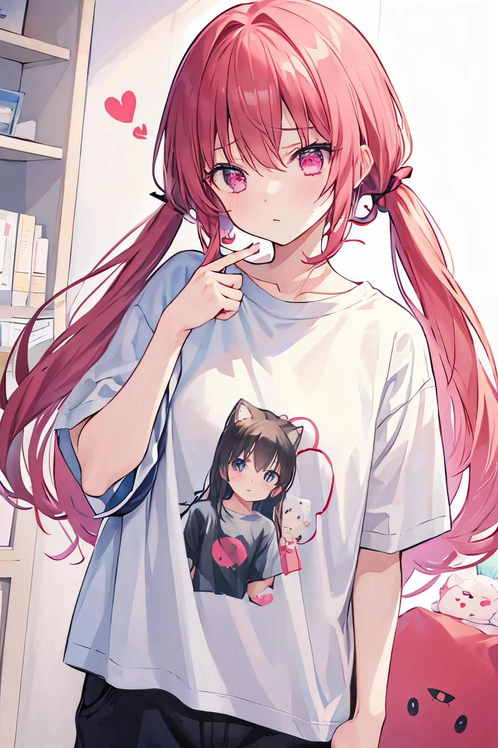 Ashamed、big baggy t-shirt、I'm in love、heart mark、oxytocin
