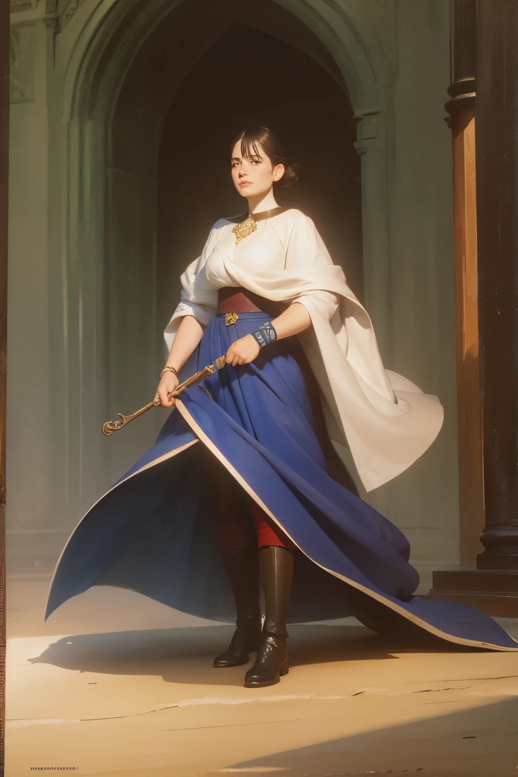 (watercolor painting by singer sargent),Picture books,
Female warrior and Iron Giant,
