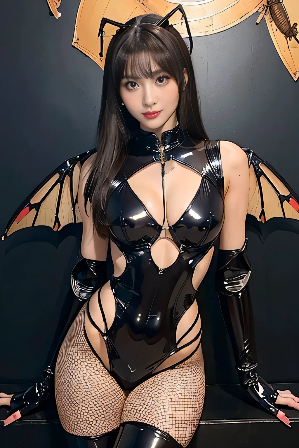 ((obra maestra+La mejor calidad+High resolution),(dreamy atmosphere+Soft lighting),(1 character),(Mysterious expression+Poses elegantes),(cabello suelto+ojos brillantes), (Dragon horns and wings), (Metallic Black Magic Costume, Detalles intrincados))