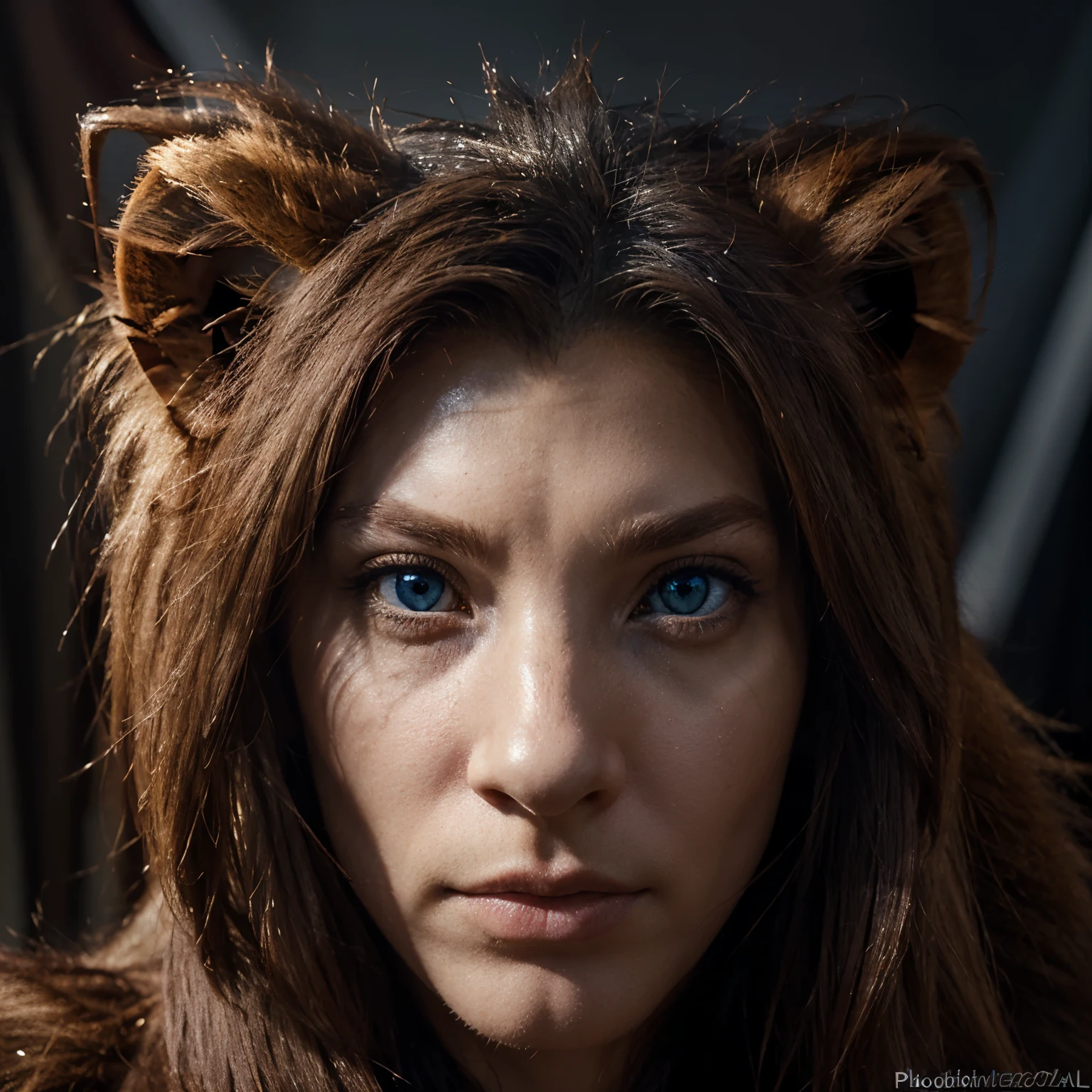 (realistic, photorealistic:1.37), masterpiece, zoroark (Lion), looking at viewer, sharp blue eyes, full body portrait