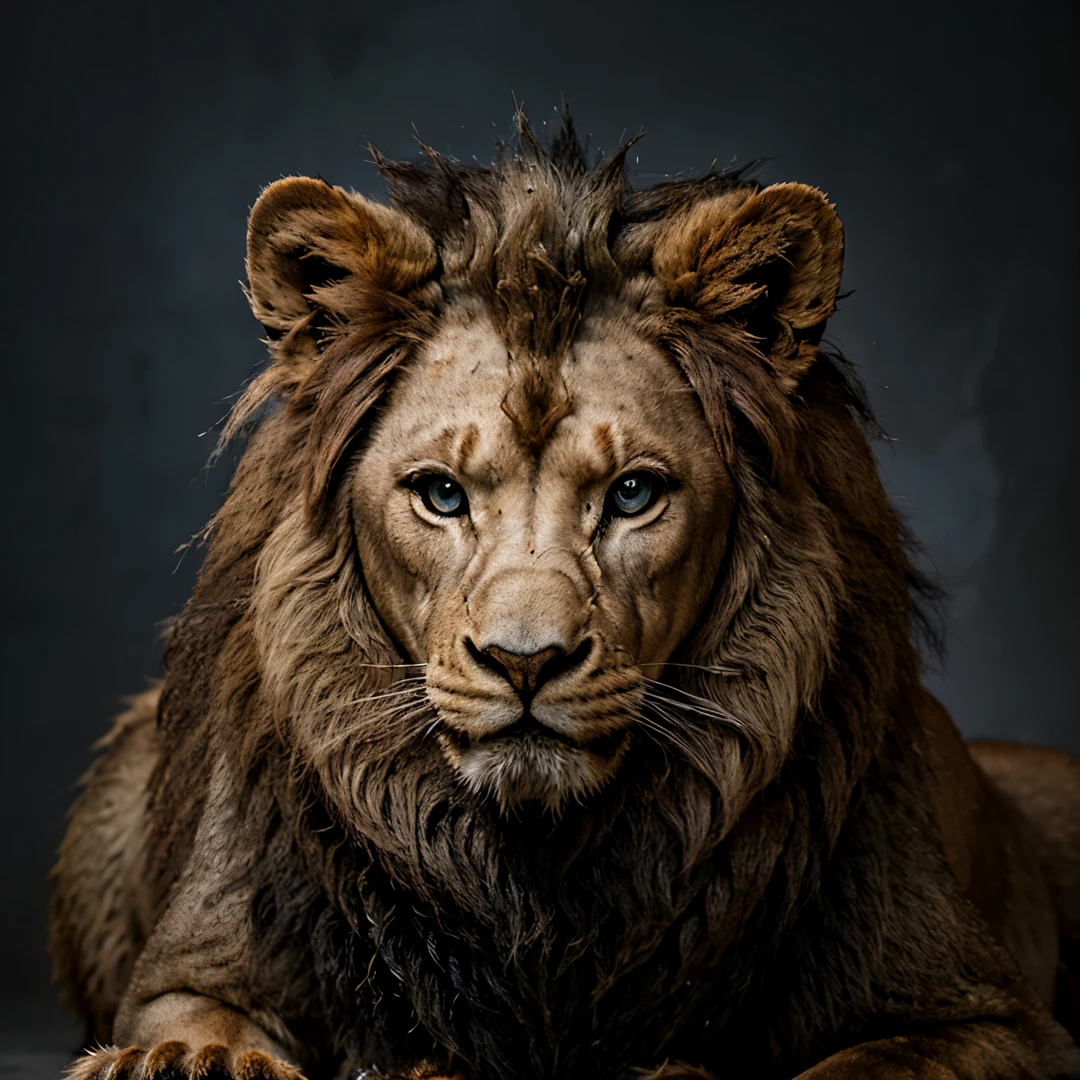 (realistic, photorealistic:1.37), masterpiece, zoroark (Lion), looking at viewer, sharp blue eyes, full body portrait