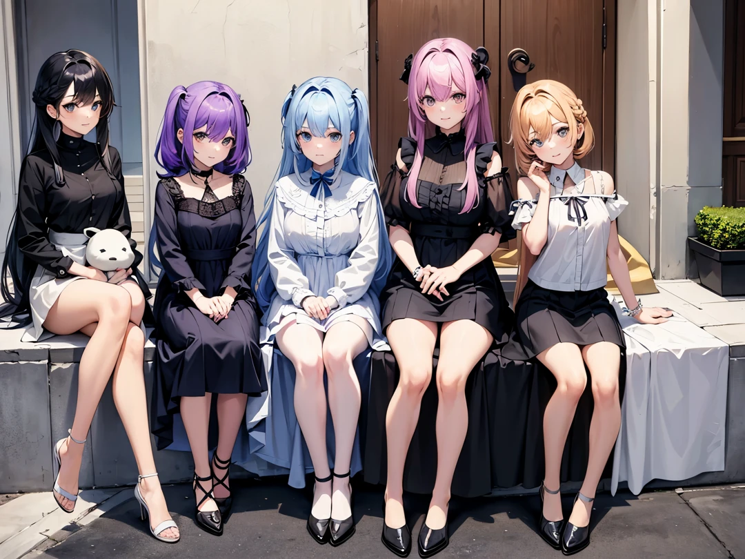twins sister, hairstyles different, hair colors different, iris colors different, outfits different,
