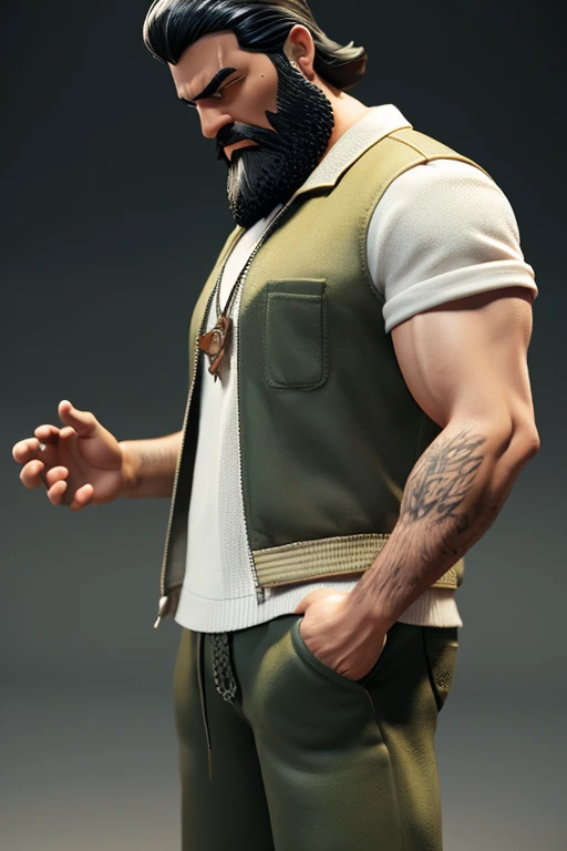 アラブ人の男のcomic book character, A old man,(black hair and black beard) ,plenty of beard, abraham, ancient king, animation character, Stylized characters, animation style render, Stylized 3D, Arnold Maya Lender, 3d rendering stylized, toon render keyshot, 3dcharacter, 3dcharacter, 3D rendering stylized, 3 d character render, comic book character, close up character, Character Pose, (pixer style) (Bokeh) (top-quality) (detailedskin) (detailed texture) (clay) (foco nítido)
