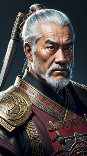 oriental、Old man wearing ancient Chinese armor、old man with ancient chinese hairstyle、three kingdom、multiple warlords、top-quality、masterpiece、超A high resolution、(Photorealsitic:1.4)、Game Posters、