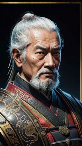 oriental、Old man wearing ancient Chinese armor、old man with ancient chinese hairstyle、three kingdom、multiple warlords、top-quality、masterpiece、超A high resolution、(Photorealsitic:1.4)、Game Posters、