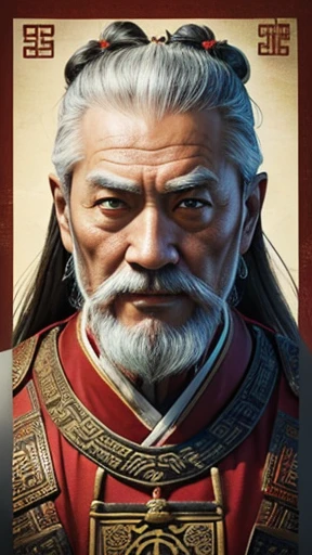 oriental、Old man wearing ancient Chinese armor、old man with ancient chinese hairstyle、three kingdom、multiple warlords、top-quality、masterpiece、超A high resolution、(Photorealsitic:1.4)、Game Posters、