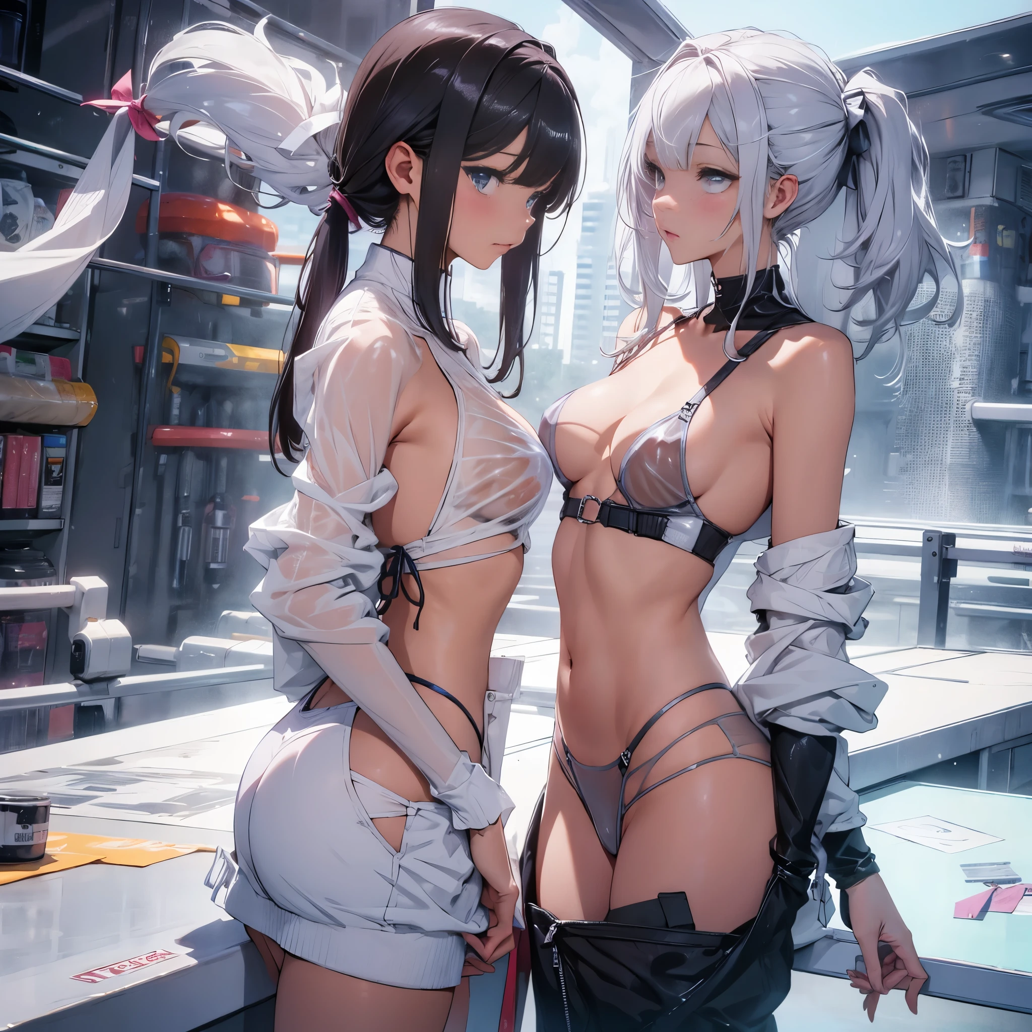 best quality, ultra high resolution, (photorealistic: 1.4), 8k resolution, (random hair: 1.0), (realistic hair), (japanese fitness girl), (realistic eyes), (beautiful face: 1) , bright white skin, (dressed in perfect cyberpunk cosplay style,garter belt,athletic body,sexy,dynamic and sexy pose, (perfect skin details and texture: 1.1),(random background: 1.2), perfect skin lighting and reflections,  perfect High Definition