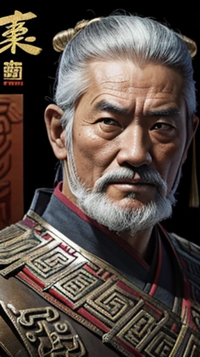oriental、Old man wearing ancient Chinese armor、old man with ancient chinese hairstyle、three kingdom、multiple warlords、top-quality、masterpiece、超A high resolution、(Photorealsitic:1.4)、Game Posters、