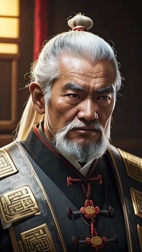 oriental、Old man wearing ancient Chinese armor、old man with ancient chinese hairstyle、three kingdom、multiple warlords、top-quality、masterpiece、超A high resolution、(Photorealsitic:1.4)、Game Posters、