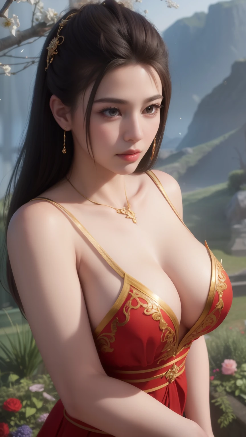 Beautiful big breastokeh), indoors, detailed luxury living room, gentle and charming beautiful goddess, solo, double eyelids, smart, good hands, good feet, Natural, (from below angle), (glossy skin:1.05), ((low angle)), Perfect figure, (64k, UHD, RAW photo, best quality, masterpiece:1.4), (realistic, photo-realistic:1.37), ultra high res, photon mapping, radiosity, physically-based rendering, professional soft lighting