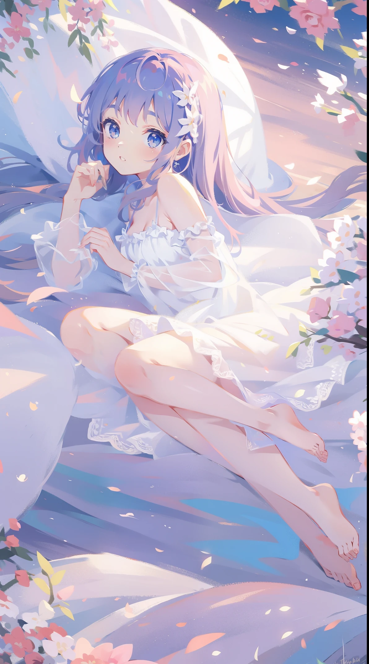 tmasterpiece, 8K, Focus sharp, A high resolution, A princess, Beautiful girl in fantasy white dress