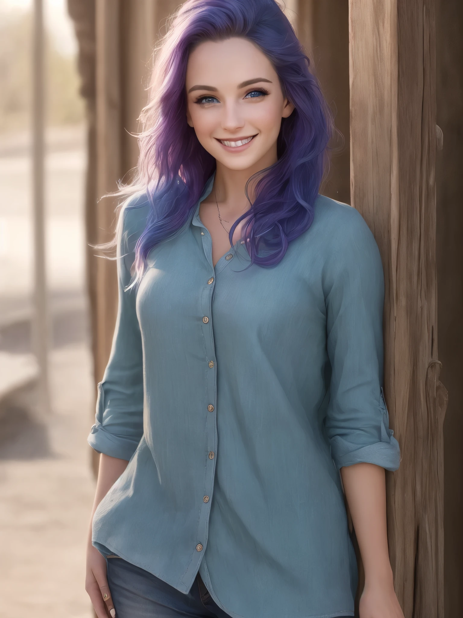 (Realistic:1.5), A highly detailed photo of a stunningly beautiful young woman in a minuscule clothes. Long rusty-cyan colored hair blowing in the wind . Dazzling and glowing orange-red eyes, (freckles:0.3). Cute sexy, mouth smiling wide with joy. Leaning towards the camera. Free-spirited persona. Looking directly at the camera and winking