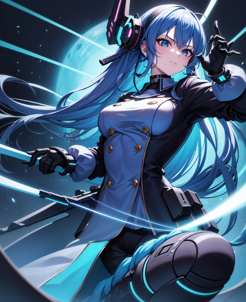 (cyber punk style:1.2), (Japanese cartoon, Cute big breasted hairy human:1), (very long blue curly hair, maam, Detailed faces), (small:1) , lacivious pose, ssmile, tmasterpiece, Best quality, sub surface scattering, Ridiculous resources, gentlesoftlighting, Anti-shading, detailedbackground,Suisei Hoshimachi