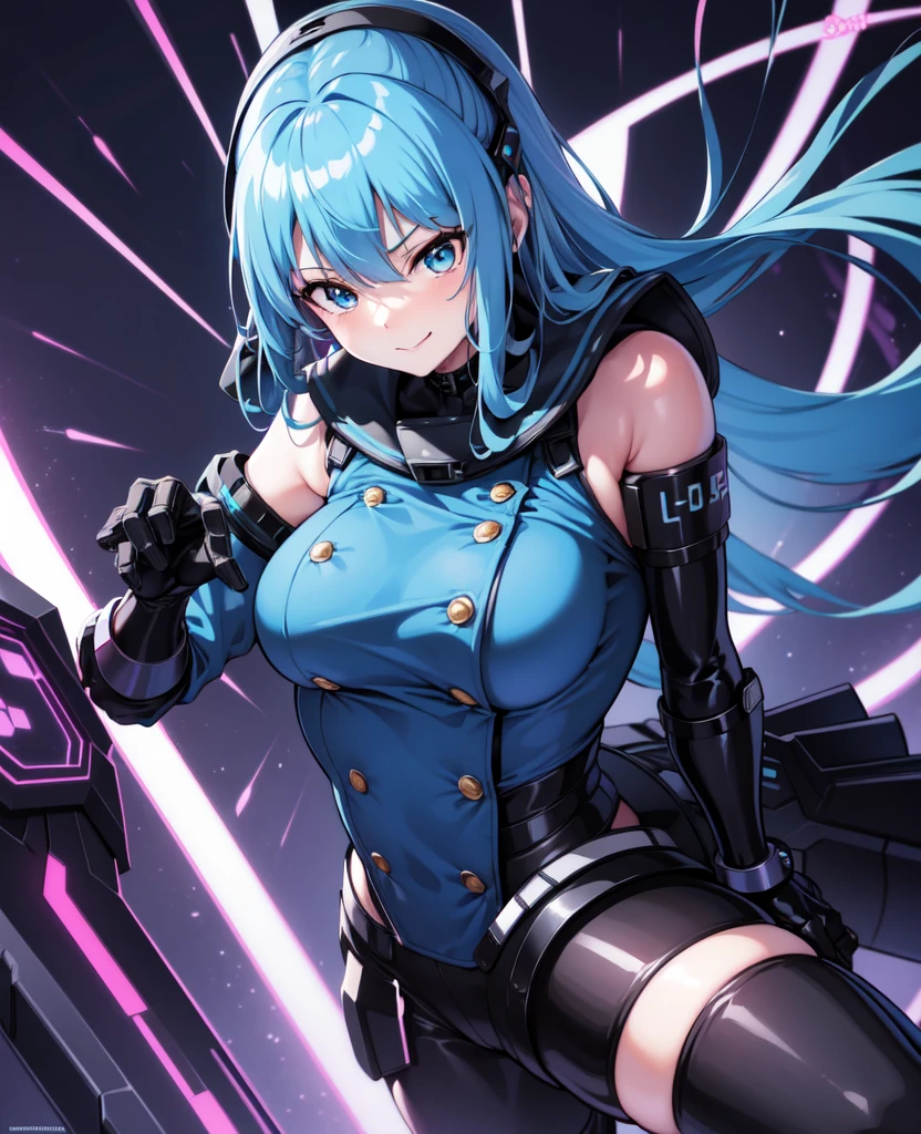 (cyber punk style:1.2), (Japanese cartoon, Cute big breasted hairy human:1), (very long blue curly hair, maam, Detailed faces), (small:1) , lacivious pose, ssmile, tmasterpiece, Best quality, sub surface scattering, Ridiculous resources, gentlesoftlighting, Anti-shading, detailedbackground,Suisei Hoshimachi