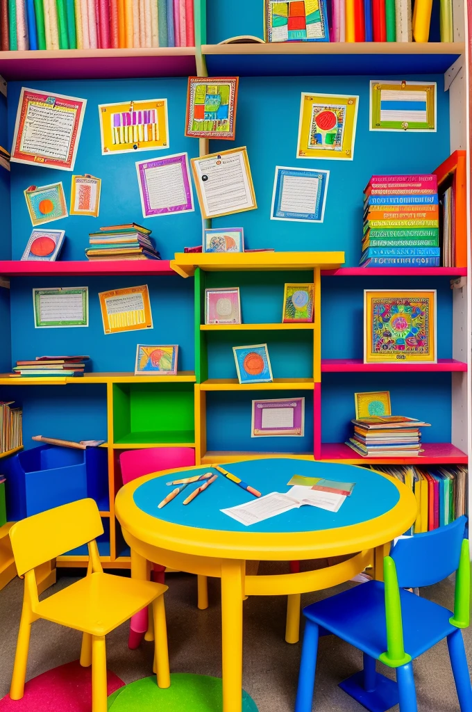 A sala de aula irradiava vivacidade e cor, adornada com objetos escolares que pintavam as paredes com tons de alegria. Educational posters displayed letters and numbers in vibrant colors, while shelves housed a hodgepodge of colorful children's books. No centro da sala, a round table hosted the organized chaos of colored pencils and scattered papers.
A sala de aula irradiava vivacidade e cor, adornada com objetos escolares que pintavam as paredes com tons de alegria. Educational posters displayed letters and numbers in vibrant colors, while shelves housed a hodgepodge of colorful children's books. No centro da sala, a round table hosted the organized chaos of colored pencils and scattered papers.
A professora Julia, uma mulher morena de cabelos lisos, radiated a warm, enthusiastic energy. Vestida com tons suaves de azul, she dedicated herself passionately to her educational role. His eyes shone with the patience and understanding inherent in early education..