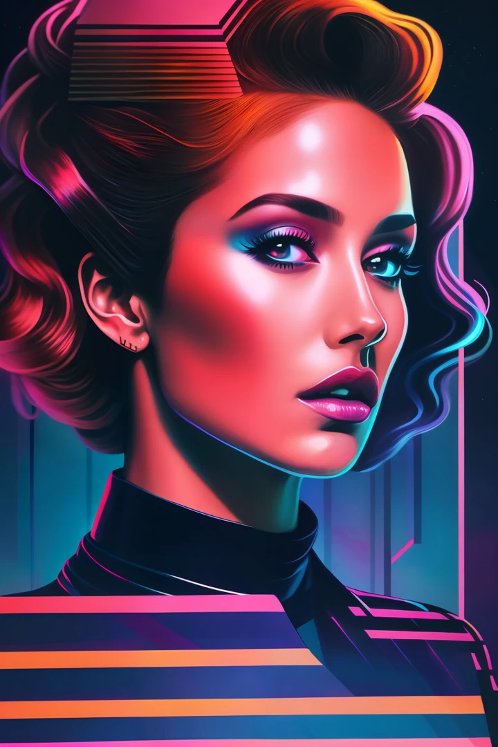 nude girl, synthwave