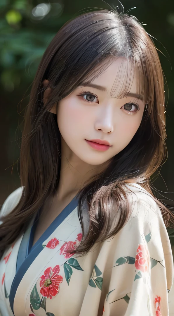 (Kimono)、(33yo)、(top-quality,masterpiece:1.3,超A high resolution,),(ultra-detailliert,Caustics),(Photorealsitic:1.4,RAW shooting,)Ultra-realistic capture,A highly detailed,high-definition16Kfor human skin、 Skin texture is natural、、The skin looks healthy with an even tone、 Use natural light and color、(One Woman)、japanes,,kawaii,A dark-haired,Middle hair,(depth of fields、chromatic abberation、、Wide range of lighting、Natural Shading、)、