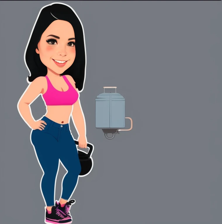 a cartoon woman in a pink blouse and blue pants holding a kettle, no estilo dos desenhos animados, arte dos desenhos animados, arte digital em desenho animado, Avatar da parte superior do corpo, Cartoon style illustration, Estilo de caricatura, charicatura, arte digital dos desenhos animados, Arte Digital!!, Chibi, estilo dos desenhos animados, menina em forma, pintura digital dos desenhos animados, estilo de arte dos desenhos animados, imagem dos desenhos animados, rotoscopia, mulher em forma