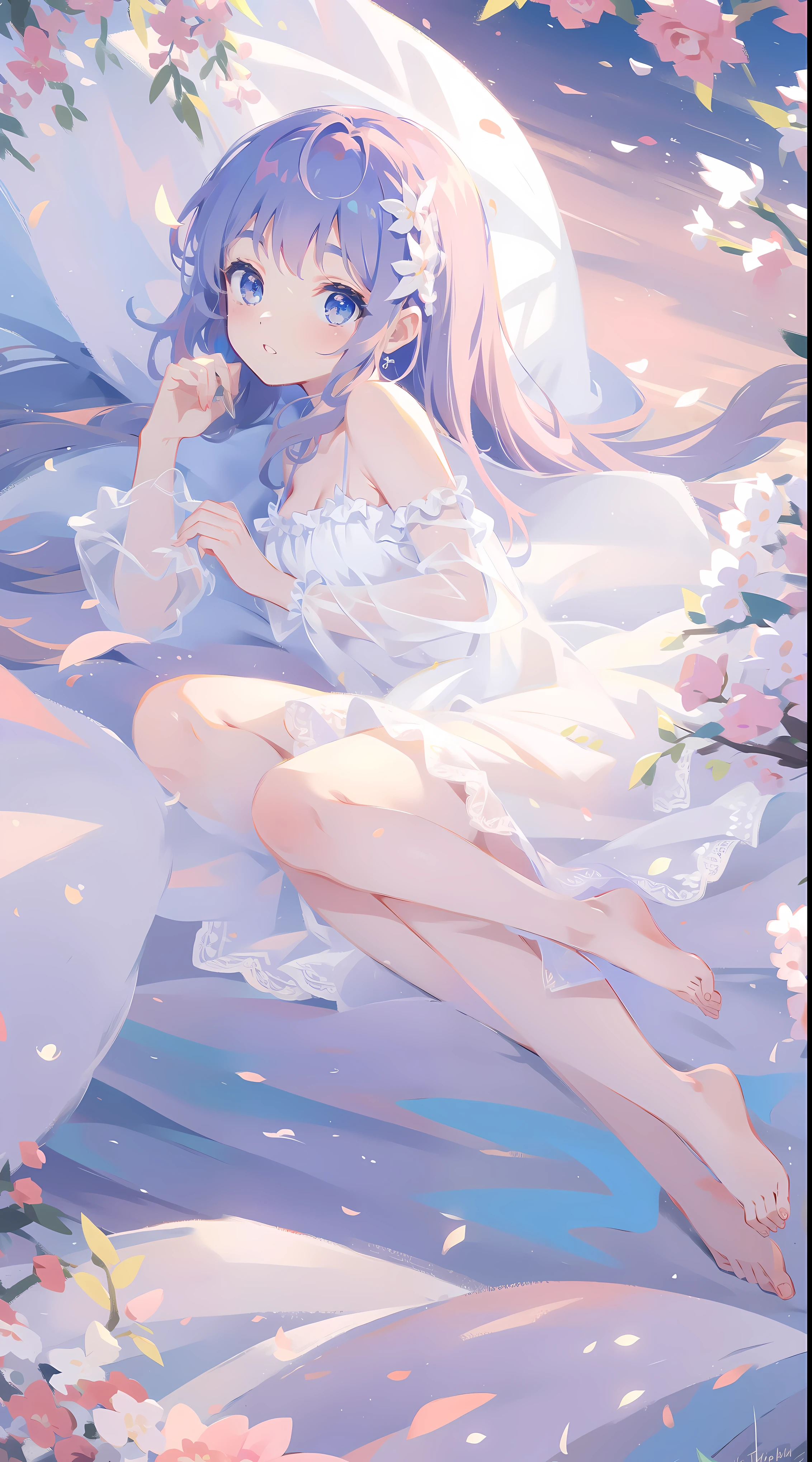 tmasterpiece, 8K, Focus sharp, A high resolution, A princess, Beautiful girl in fantasy white dress