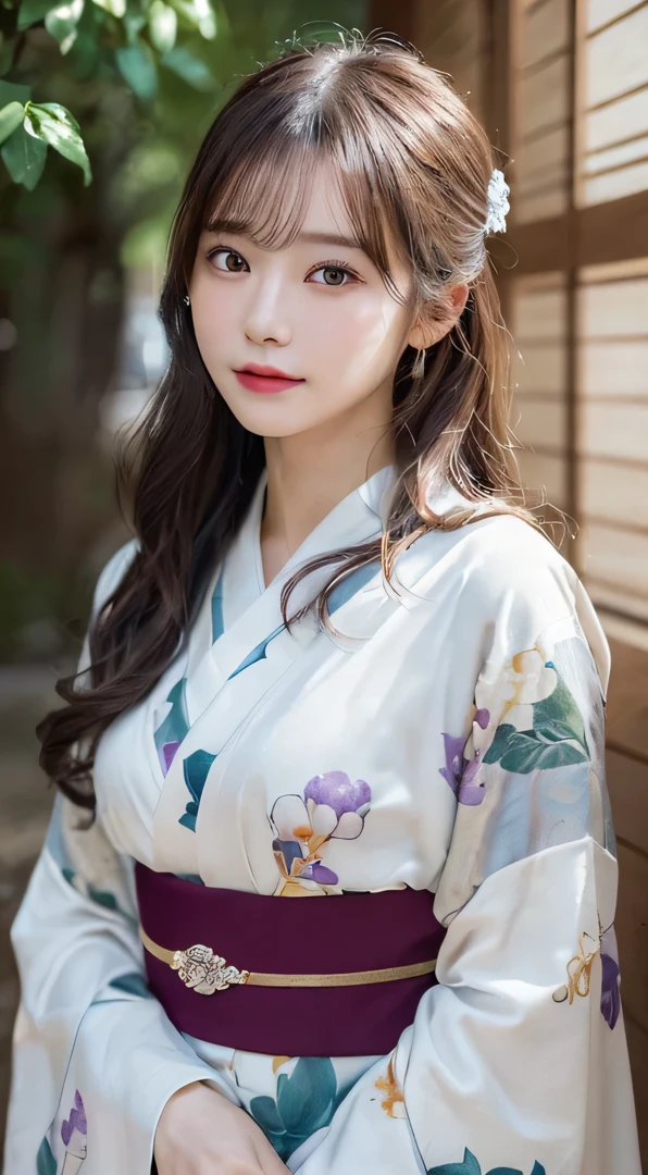 (Kimono)、(33yo)、(top-quality,masterpiece:1.3,超A high resolution,),(ultra-detailliert,Caustics),(Photorealsitic:1.4,RAW shooting,)Ultra-realistic capture,A highly detailed,high-definition16Kfor human skin、 Skin texture is natural、、The skin looks healthy with an even tone、 Use natural light and color、(One Woman)、japanes,,kawaii,A dark-haired,Middle hair,(depth of fields、chromatic abberation、、Wide range of lighting、Natural Shading、)、
