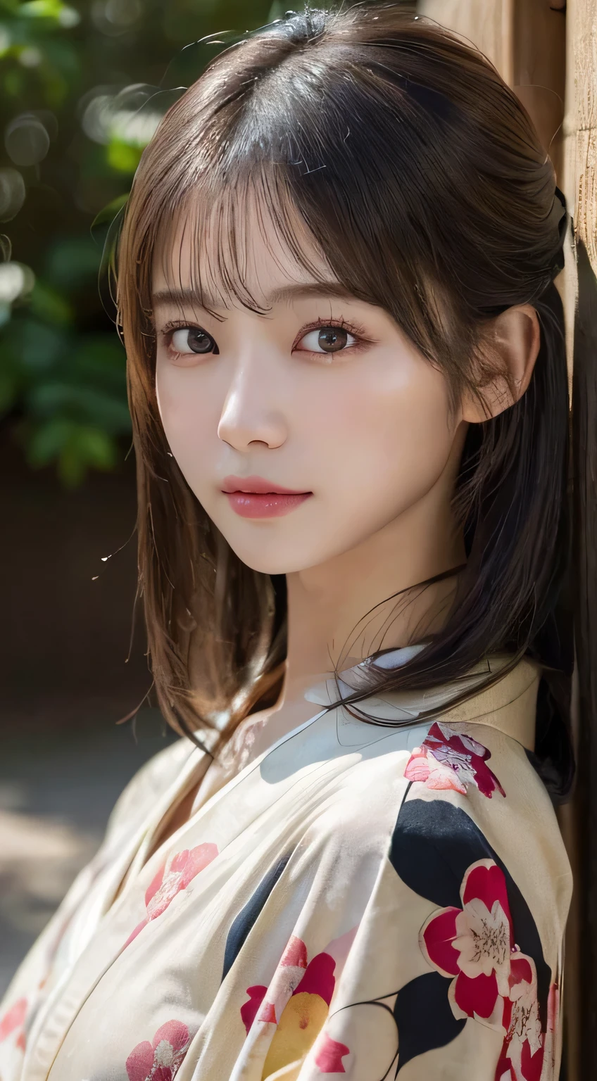 (Kimono)、(33yo)、(top-quality,masterpiece:1.3,超A high resolution,),(ultra-detailliert,Caustics),(Photorealsitic:1.4,RAW shooting,)Ultra-realistic capture,A highly detailed,high-definition16Kfor human skin、 Skin texture is natural、、The skin looks healthy with an even tone、 Use natural light and color、(One Woman)、japanes,,kawaii,A dark-haired,Middle hair,(depth of fields、chromatic abberation、、Wide range of lighting、Natural Shading、)、