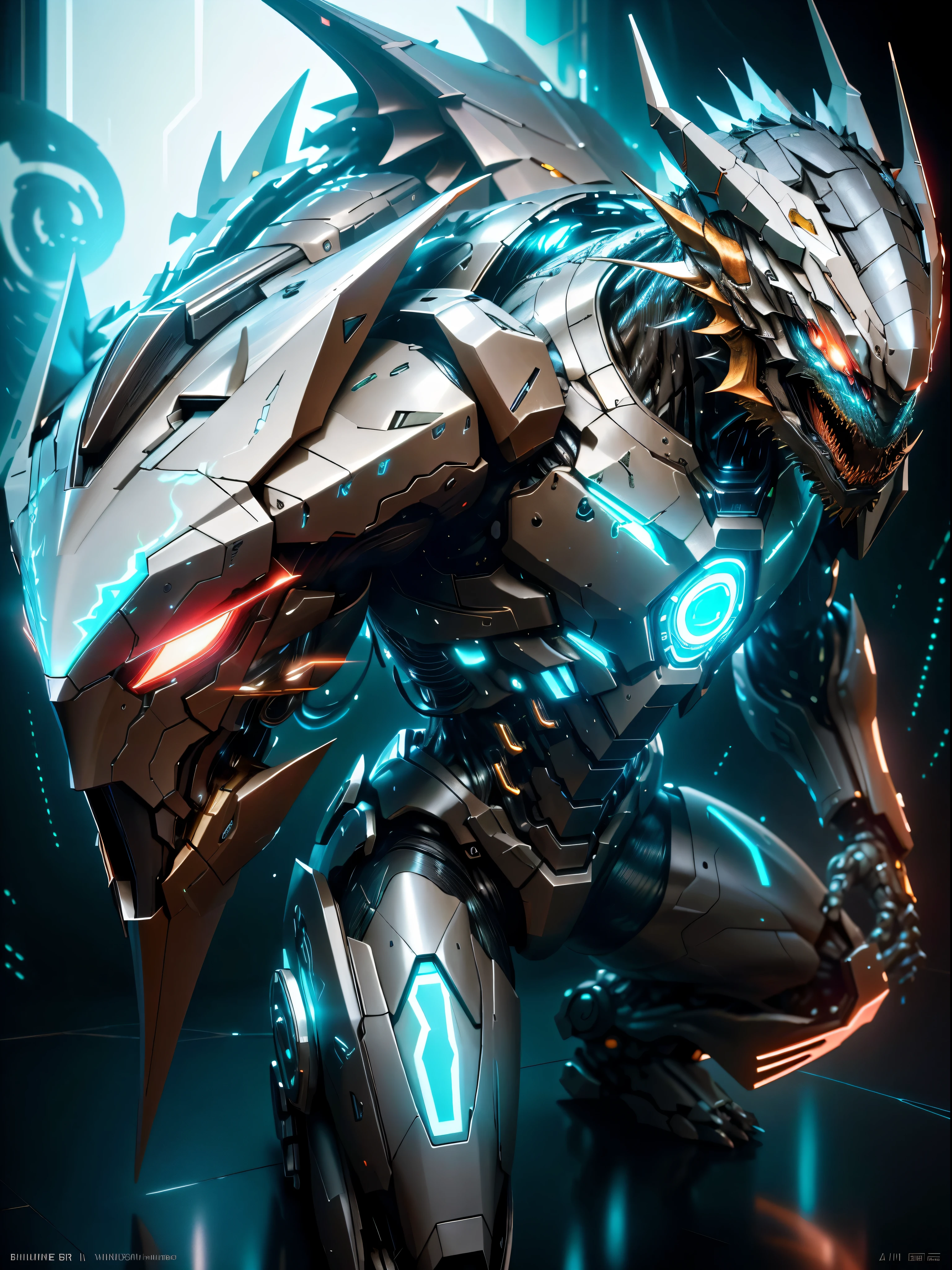 realistic,shiny,reflective,bioluminic, galactic cybernetic mask,mecha,(White Knight with a dragon face:1.2)sh4g0d,GlowingRunes_red, slim body, fullbody,cinemnatic, neon lights in the background,back light,high contrast,