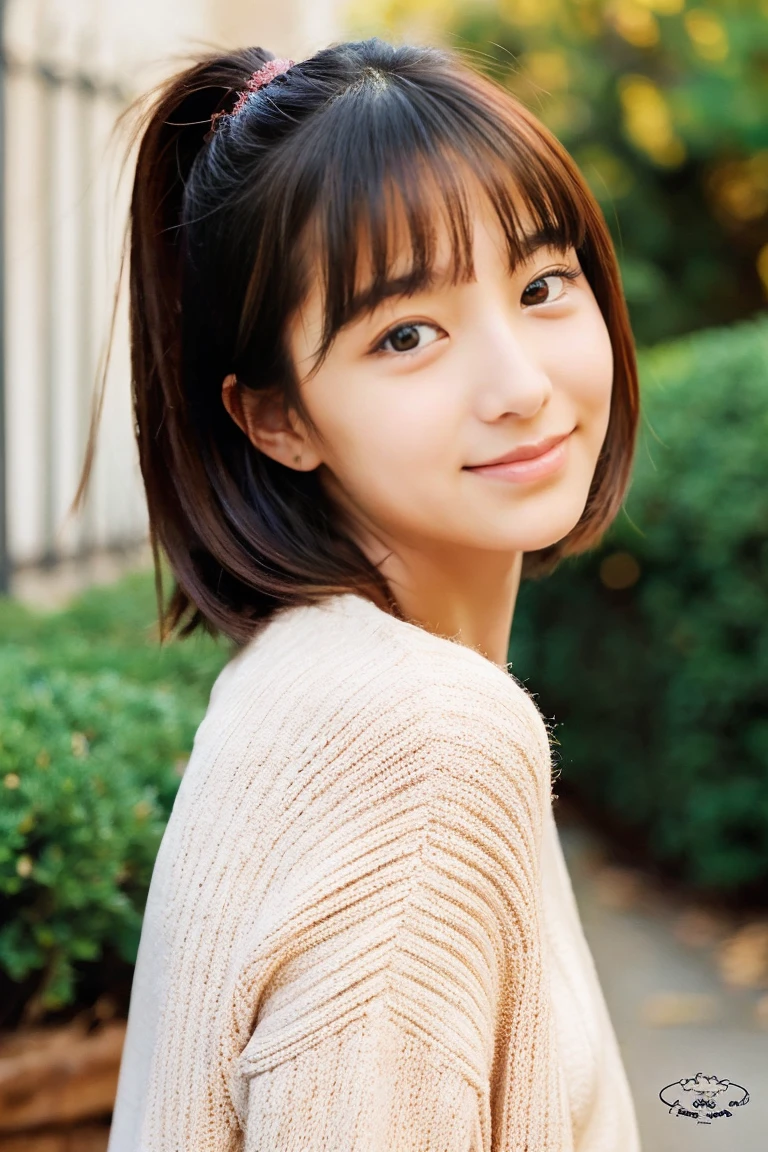 Beautiful girl wearing a pile sweater、sexy pose、14years、