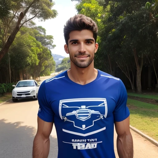 SeaArt Robot, Txt2Img, 11:21:31, master part, best quality),1 atleta de 19 anos, Cabelos pretos ondulados, sorridente, camiseta preta, de cueca preta boca larga, hand on waist, Fones de ouvido no ouvido, warm lighting, primeiro plano borrado, posando para uma auto foto.