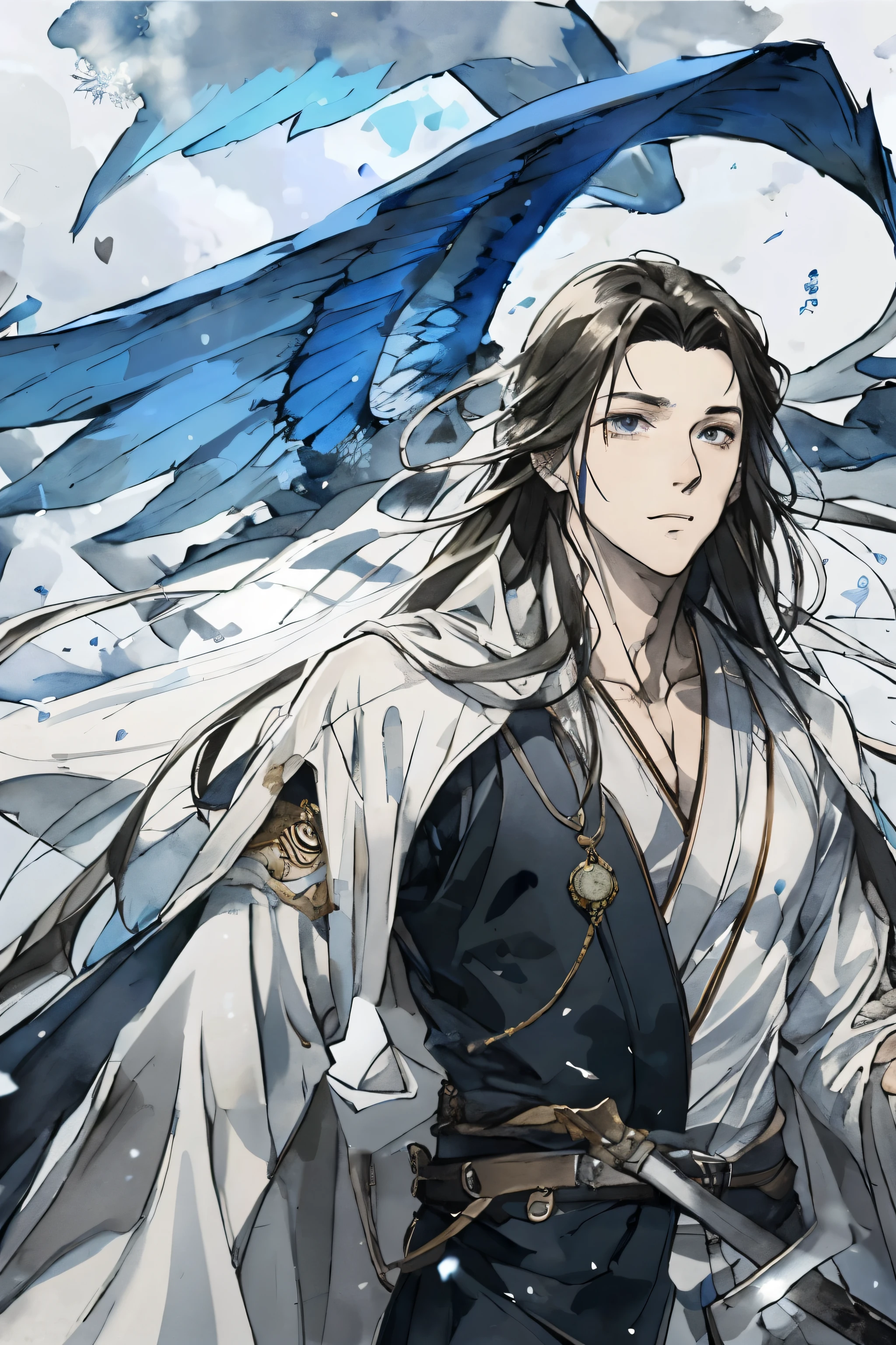 Genki,blue colors,with her wings spread wide