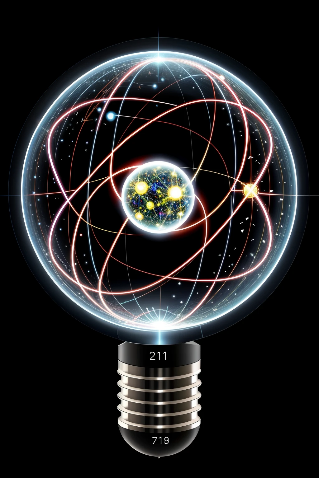 Using artistic techniques to present electronics（electron）Characteristics of being a negatively charged subatomic particle。Describe the different states of free electrons and atomic nuclei bound，and the movement of electrons in semiconductors and electrical conductors。Highlight the presence of electrons within spherical shells at different energy levels，Relate its energy to the size of the spherical shell。ao mesmo tempo，Showing the concept of electric current，That is, the movement of electrons or holes from the positive electrode to the negative electrode，and the generation of positive and negative ions。Emphasis on the correspondence between electrons and positrons and the manifestation of electrostatic phenomena in the electrical properties of objects。Challenge to depict the importance of electrons as one of the fundamental particles that make up matter and their applications in our daily lives。