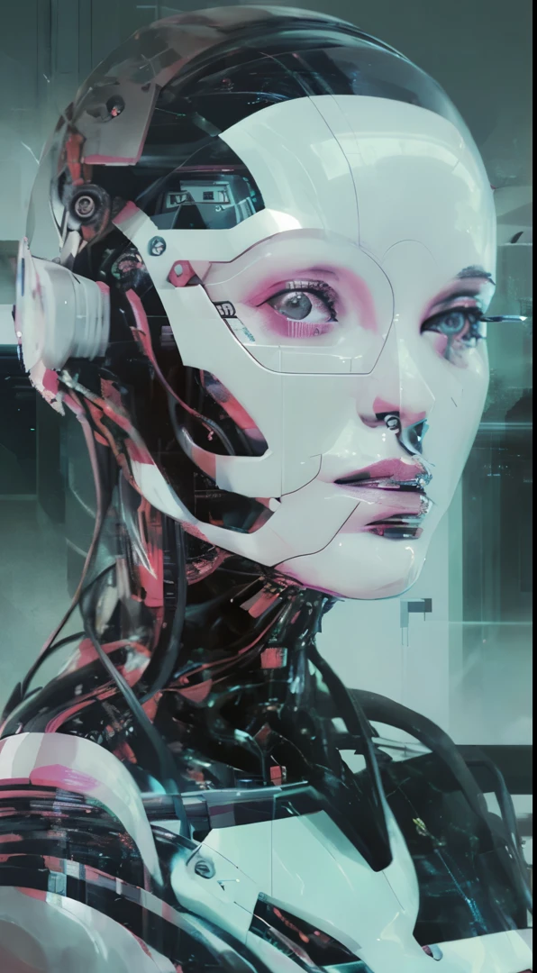 A closeup of a woman with a futuristic head and a futuristic face, O retrato da menina cyberpunk, arte digital cyberpunk, estilo de arte cyberpunk, greg bipe, bipe masterpiece, cara bonita da menina cyberpunk, retrato cyberpunk, cyberpunk themed art, bipe!!, bipe artwork, advanced digital cyberpunk art, pintura digital cyberpunk, Retrato de um androide feminino