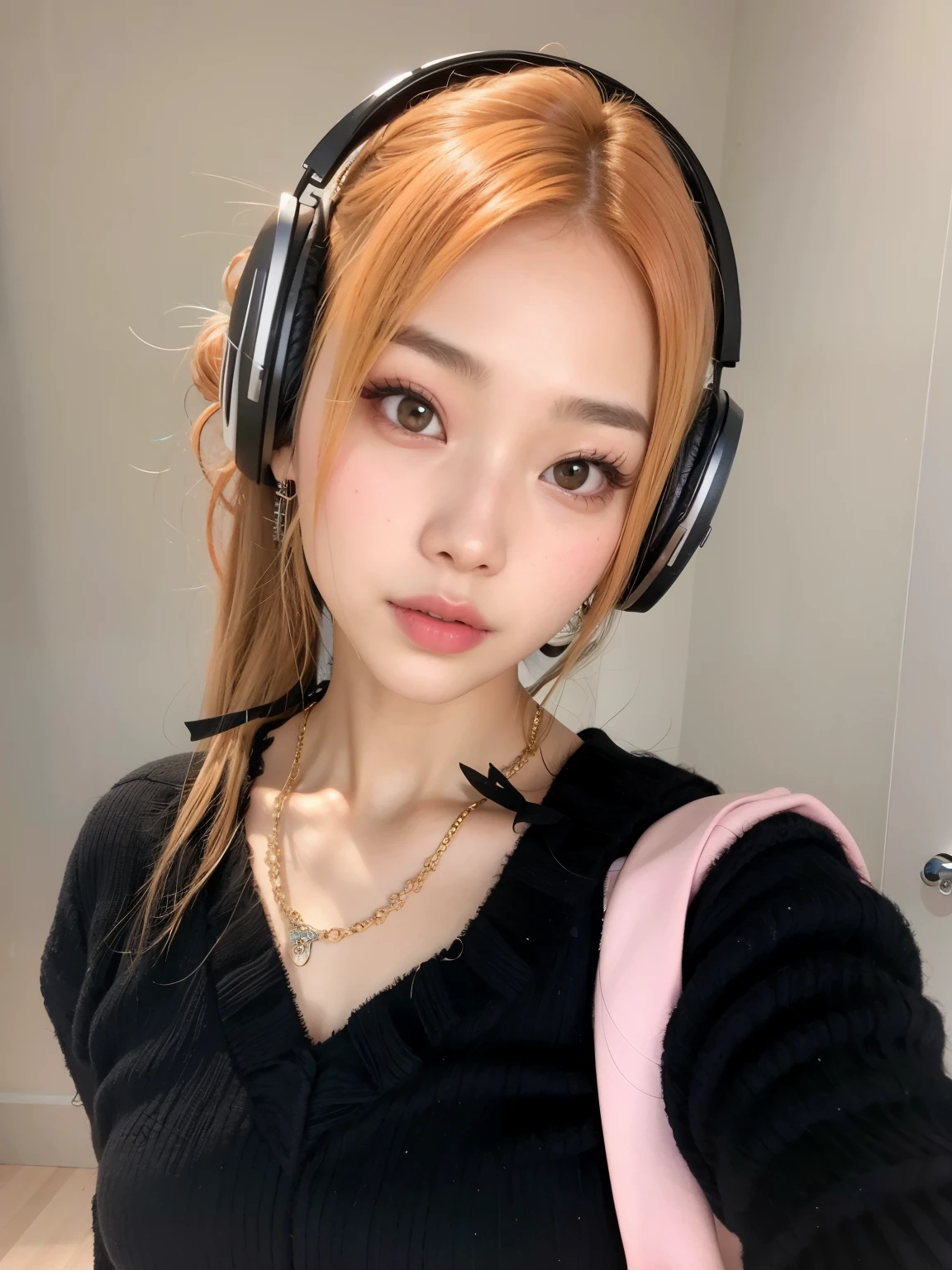 there is a woman con auriculares on taking a selfie, con auriculares, Jossi de Blackpink, con auriculares, Parque Roseanne de Blackpink, ulzzang, Chica coreana, Sun Yunjoo, cruel korean goth girl, portrait of Jossi de Blackpink, Chica de anime en la vida real, Kim Doyoung, Hermosa mujer surcoreana, Heonhwa Choe, E - Chica