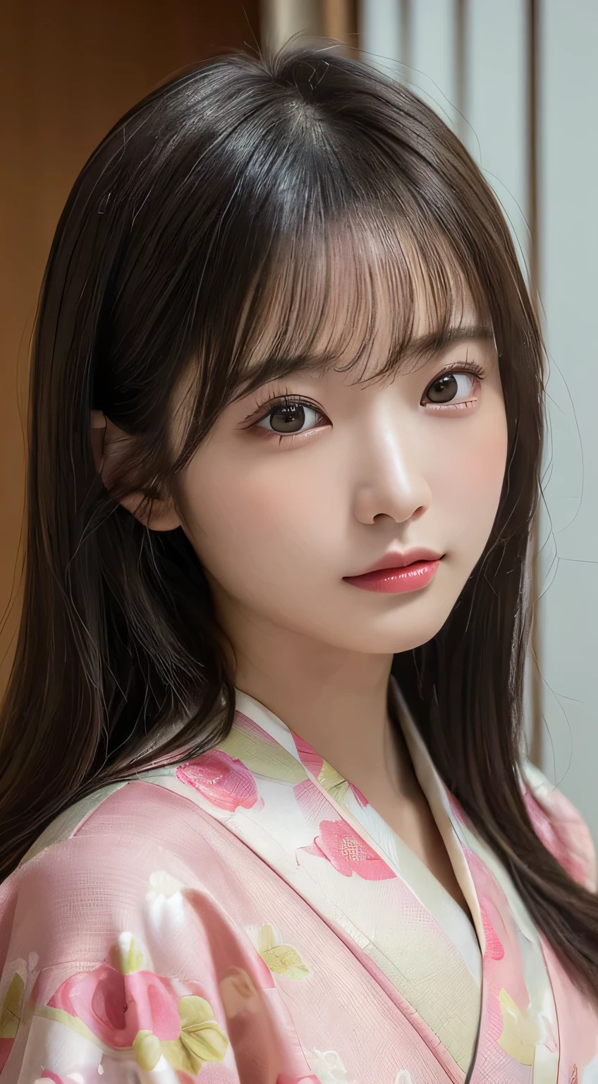 (Kimono)、((33yo))、inside in room、(top-quality,masterpiece:1.3,超A high resolution,),(ultra-detailliert,Caustics),(Photorealsitic:1.4,RAW shooting,)Ultra-realistic capture,A highly detailed,high-definition16Kfor human skin、 Skin texture is natural、The skin looks healthy with an even tone、 Use natural light and color、(One Woman)、japanes,,kawaii,A dark-haired,Middle hair,(depth of fields、chromatic abberation、Wide range of lighting、Natural Shading)