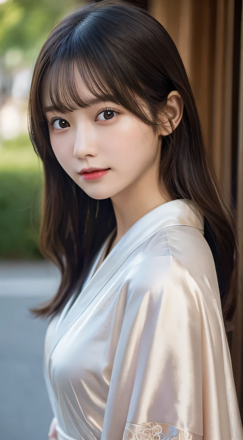 (Kimono)、(23years old)、(top-quality,masterpiece:1.3,超A high resolution,),(ultra-detailliert,Caustics),(Photorealsitic:1.4,RAW shooting,)Ultra-realistic capture,A highly detailed,high-definition16Kfor human skin、 Skin texture is natural、、The skin looks healthy with an even tone、 Use natural light and color、(One Woman)、japanes,,kawaii,A dark-haired,Middle hair,(depth of fields、chromatic abberation、、Wide range of lighting、Natural Shading、)、