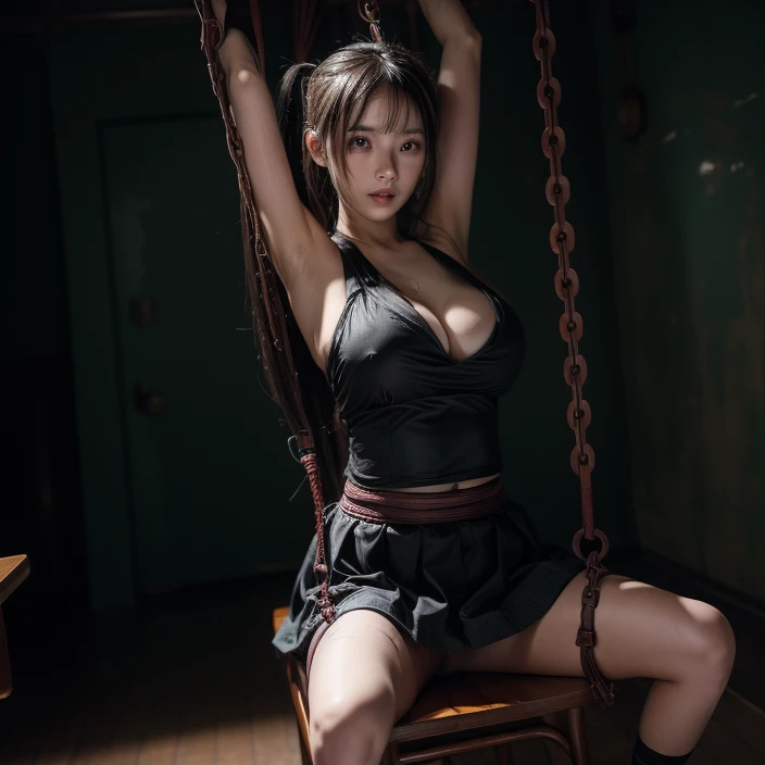 Shibari,chains,Shackles,Bondage,torture,punishment of pasting、Captivity,Slave,a beauty girl,s girl、huge tit、Slender body shape、A slender、Twin tail hair、School Uniforms、pleatedskirt、tied up in a sex chair、Open your crotch、Leaking pee、incontinence、pissing、My pussy is wet