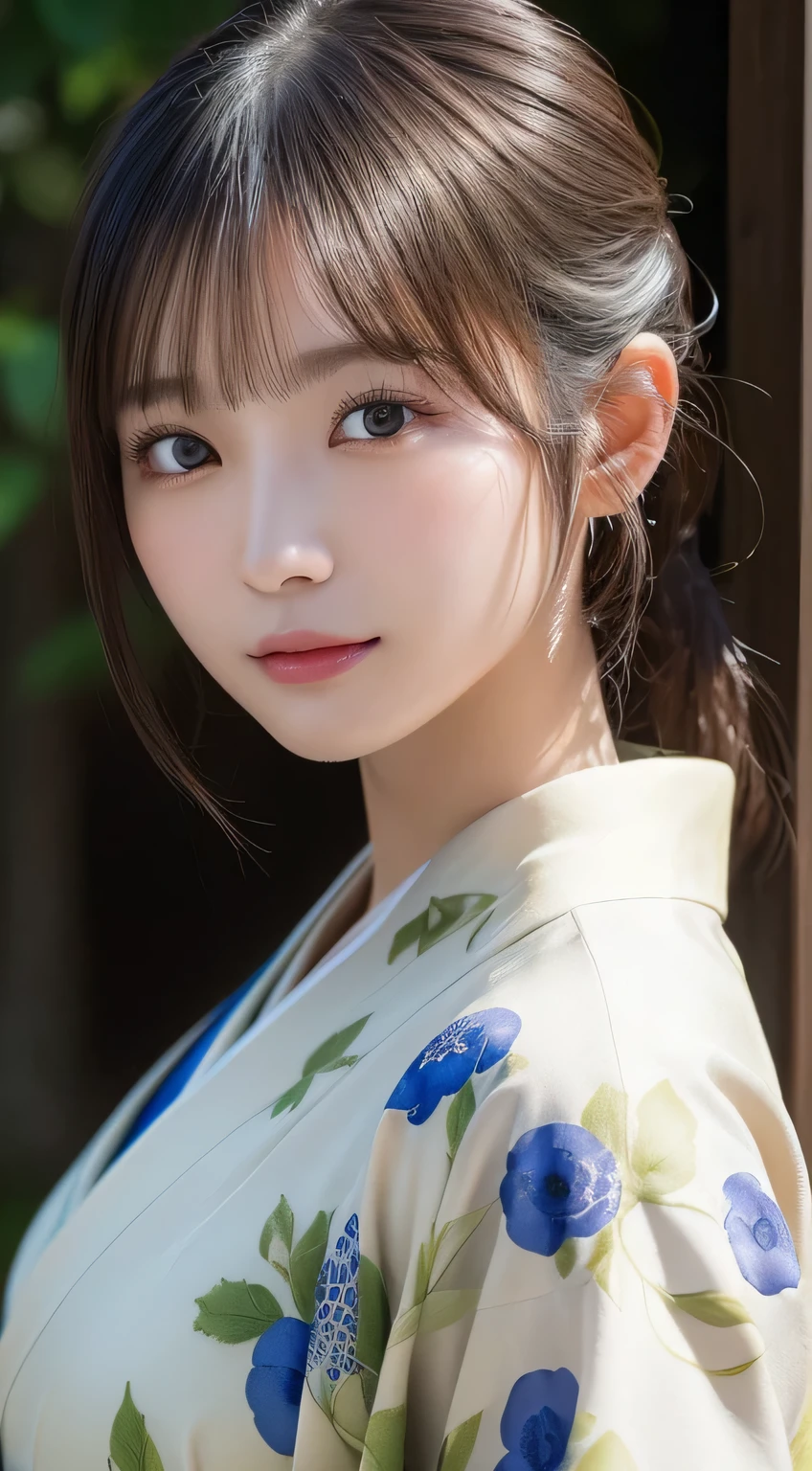 (Kimono）、(23years old)、(top-quality,​masterpiece:1.3,超A high resolution,),(ultra-detailliert,Caustics),(Photorealsitic:1.4,RAW shooting,)Ultra-realistic capture,A highly detailed,high-definition16Kfor human skin、 Skin texture is natural、、The skin looks healthy with an even tone、 Use natural light and color、(One Woman)、japanes,,kawaii,A dark-haired,Middle hair,(depth of fields、chromatic abberation、、Wide range of lighting、Natural Shading、)、