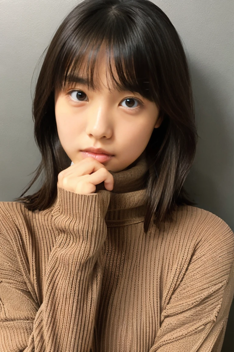 Beautiful girl wearing a turtleneck sweater、Bruises、14years、