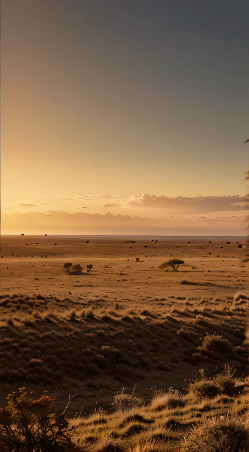 Create a Savanna with a few isolated trees on the vast horizon. imagem impressionante. 4k.