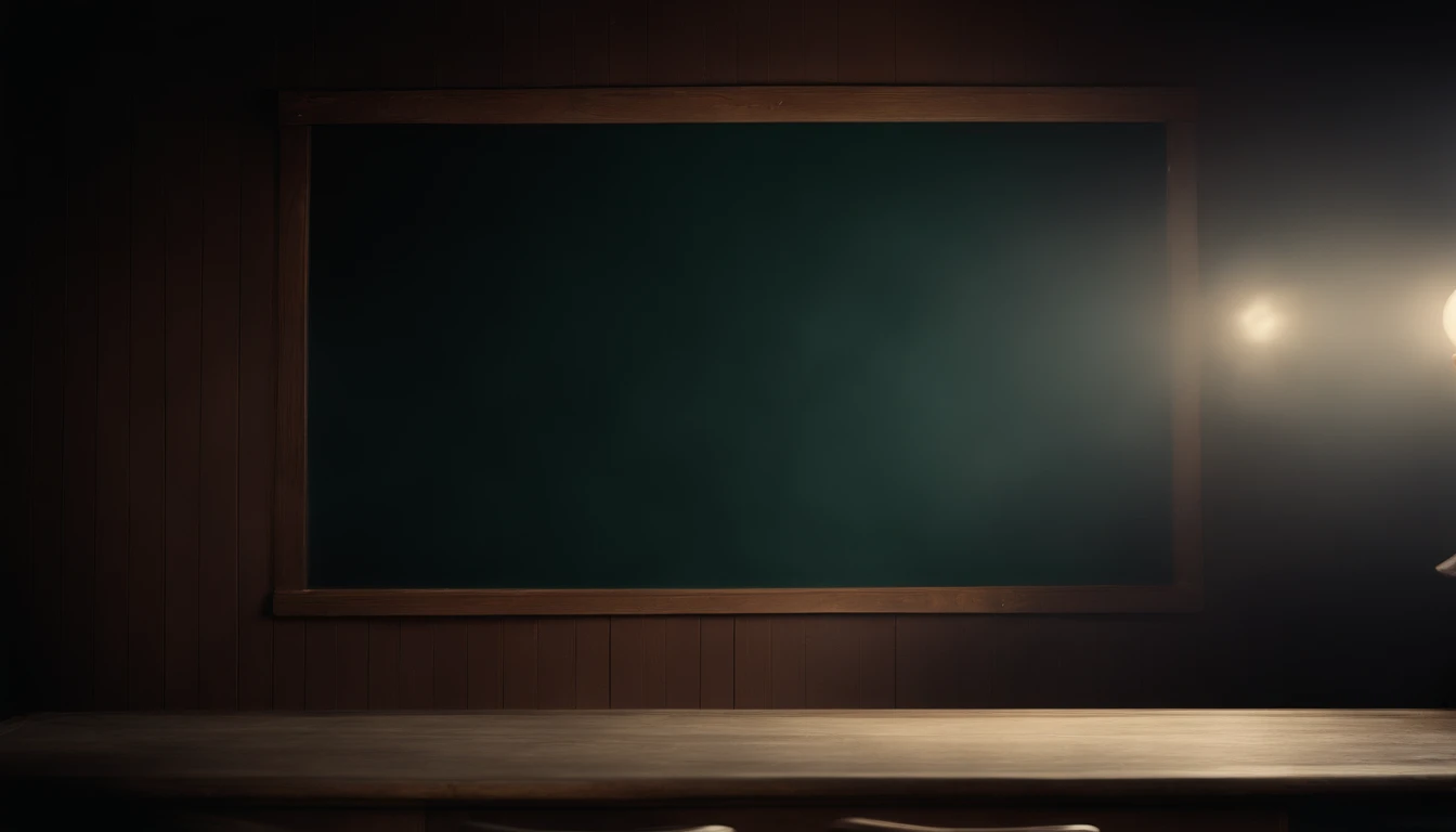 an abstract shot of an empty blackboard, experimenting with creative lighting and compositions to create a visually captivating and thought-provoking image