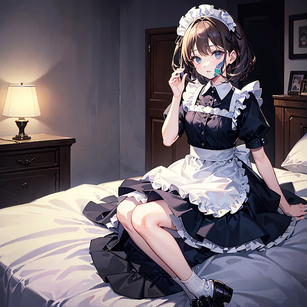 (((masterpiece、Top image quality、top-quality、highly detailed unity 8kwall-paper)))、(girl with、Illustration of one person)、((maid clothes))、Morning bedroom