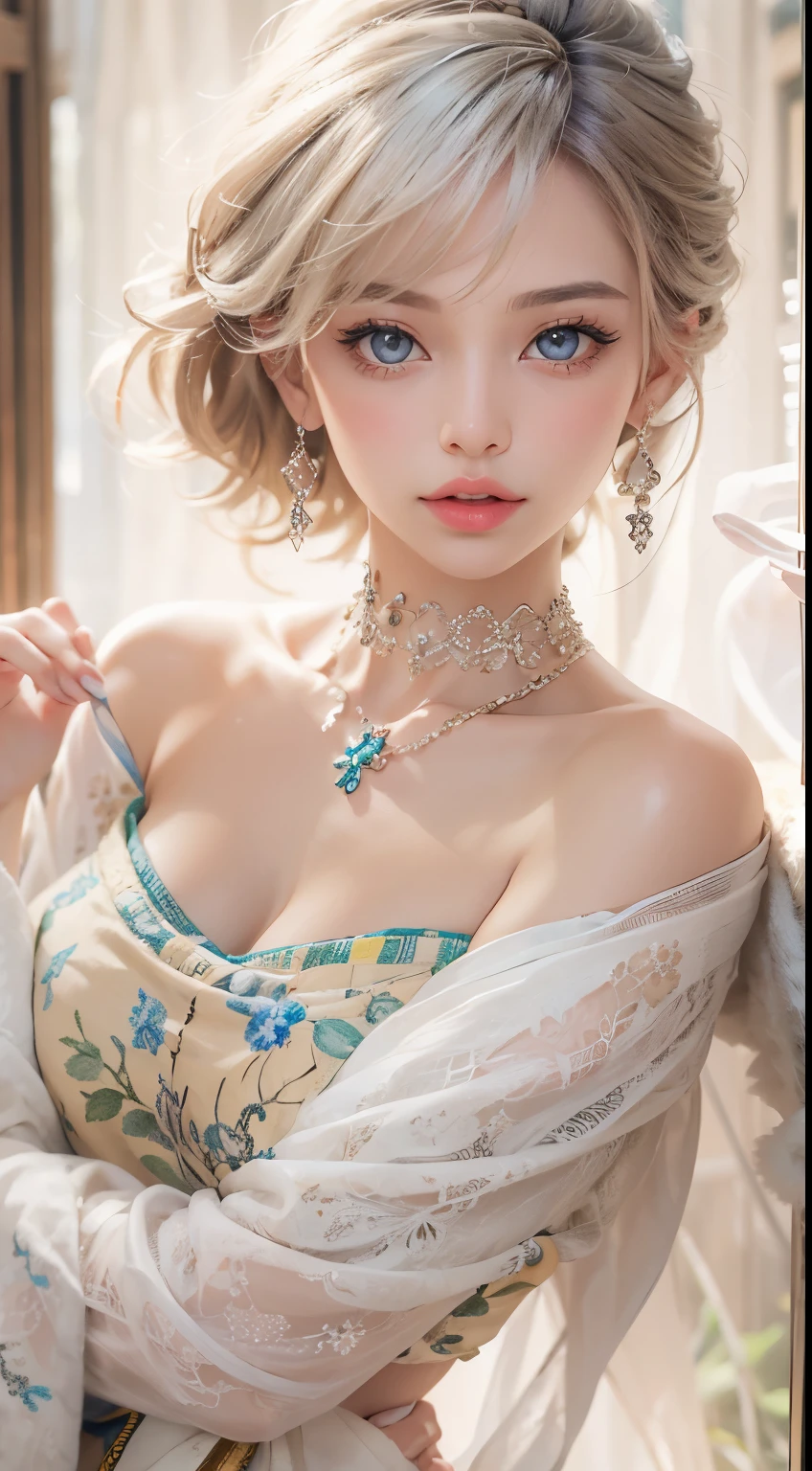 (NUDE, nipple, pussy), (((Very elegant and beautiful, Perfect detail, Very detailed))), whole body, Most detailed, Written boundary depth, 美しく詳細なwhole body, Thin legs, 30 years old, Very short hair, Spiked Hair, Gray and silver hair, Beautiful detailed hair, Perfect Face, Expressionless, Beautiful, detailed, deep eyes, Please open your mouth a little, Delicate arms and hands, Pale skin, Colorful background, HD background, Blurred Background, Very delicate and beautiful, masterpiece, (((Highest quality, Very beautiful 8K CG wallpaper))), (((Trendy hairstyles))), (Inside the room,Stylish interior,window),