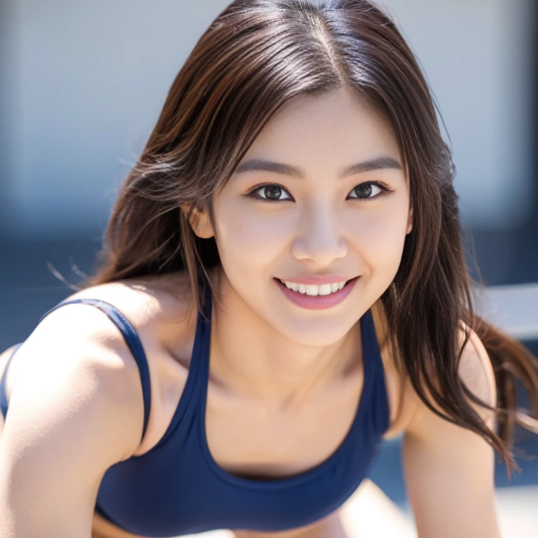 Japanese actress Asami Mizukawa,Highly detailed CG Unity 8k wallpaper, top quality, super detailed, masterpiece, realistic, photo realistic, very detailed cute girl, 25 years old, (Muscle), abs, round eyes, viewer, blush, smile, parted lips, half body shot ,
sports bikini , sports leggings , gym ,