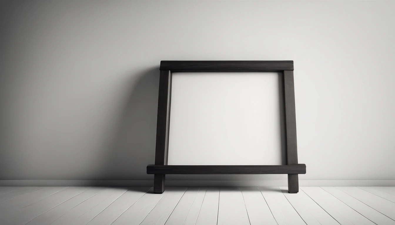 a minimalistic shot of an empty blackboard against a clean white or monochromatic background, showcasing the simplicity and elegance of the design