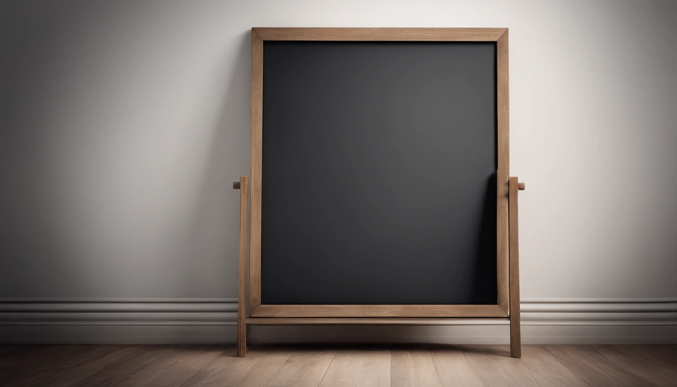 a minimalistic shot of an empty blackboard against a clean white or monochromatic background, showcasing the simplicity and elegance of the design