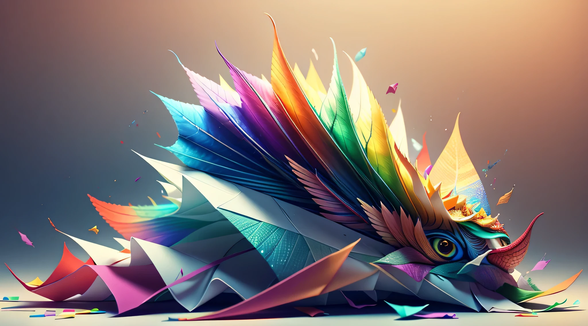 best quality, coloful origami, rainbow, realistic, high quality, sharp focus, high details,