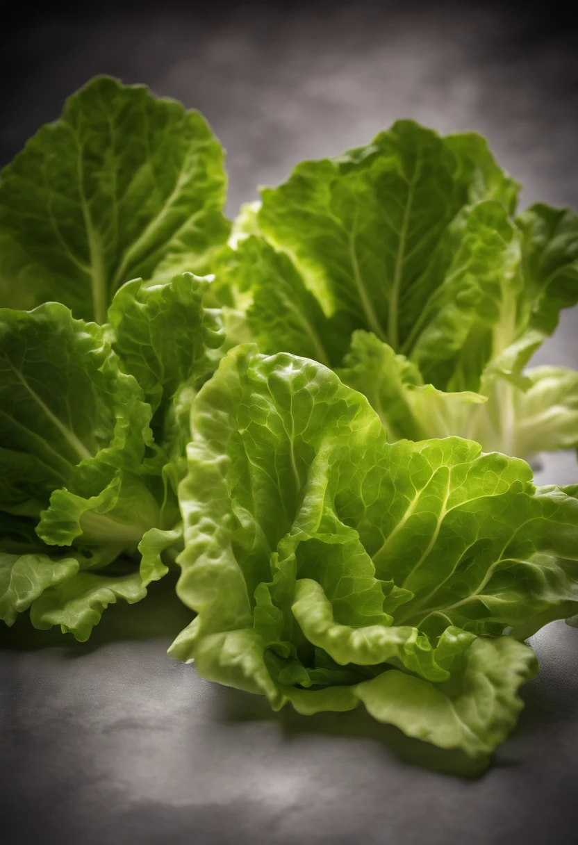 an abstract shot of lettuce leaves arranged in a visually appealing pattern or design, experimenting with creative compositions and lighting techniques to create a visually stunning image